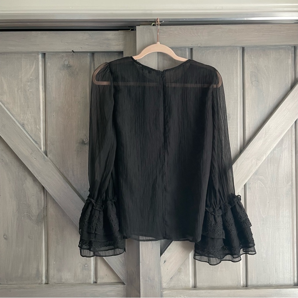 Stellah Ruffle Big‎ Dramatic Cuff Sheer Black Romantic Boho Blouse boho - Picture 8 of 9